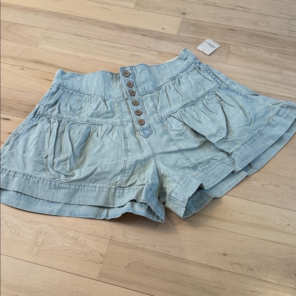Free People-We The Free Fleur Denim Shorts-New-M-Boho - Picture 2 of 4